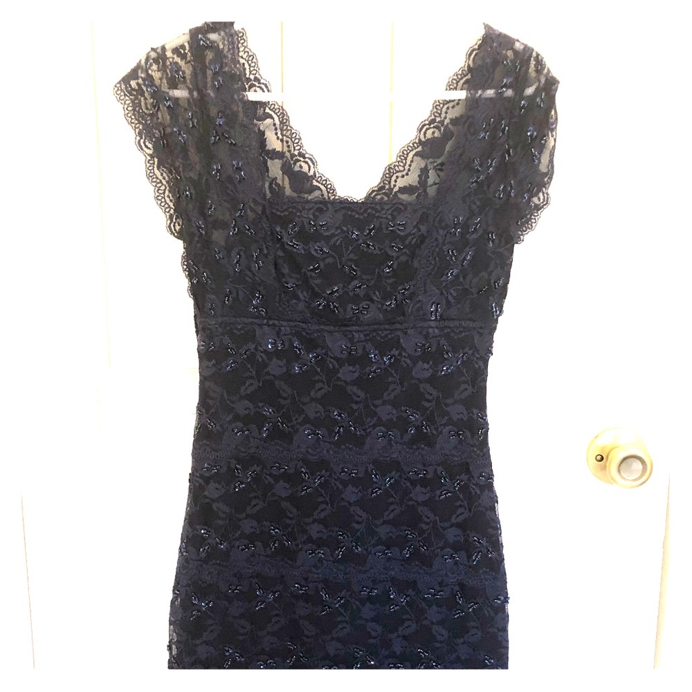 Navy Lace Beaded Dress